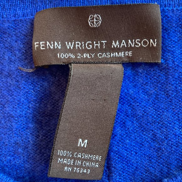 Fenn Wright Manson 100% 2-Ply Cashmere Blue Sweater Size Sz Medium - Picture 4 of 6
